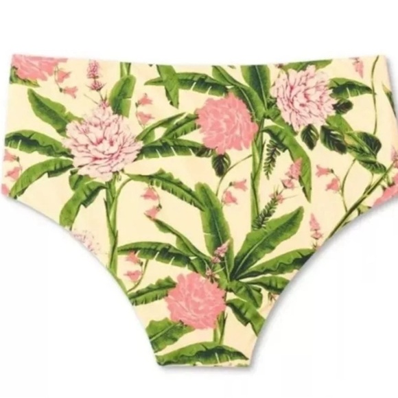 Aqua Bendita Floral/Stripe Reversible High Waist Cheeky Bikini Bottom 2X - Picture 5 of 10